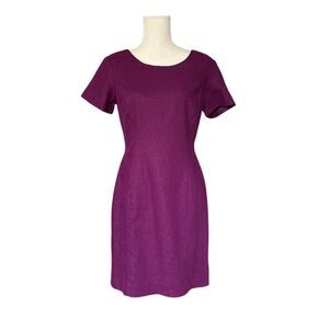 Adolfo Studio Women's Purple Sheath Dress 6P Linen Blend Knee Length Business